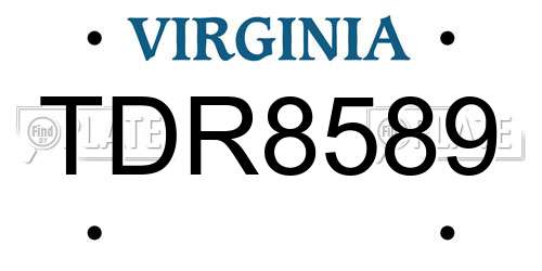 TDR8589 Virginia License Plate