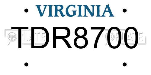 TDR8700 Virginia License Plate