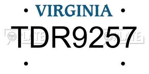 TDR9257 Virginia License Plate