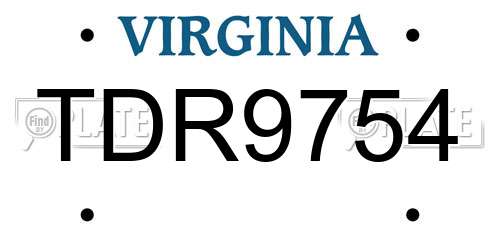 TDR9754 Virginia License Plate