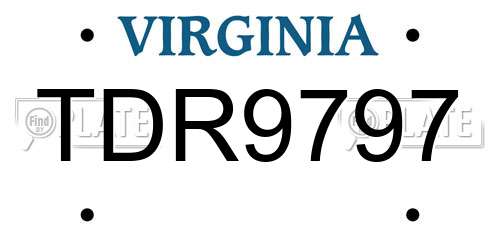 TDR9797 Virginia License Plate