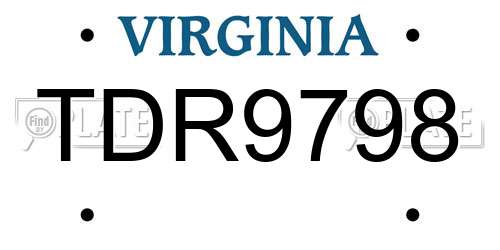 TDR9798 Virginia License Plate