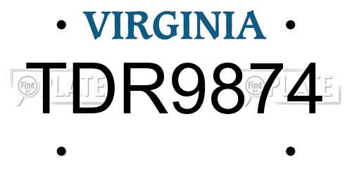 TDR9874 Virginia License Plate