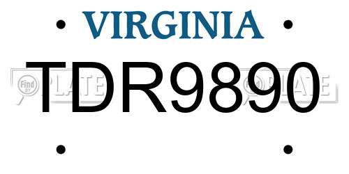 TDR9890 Virginia License Plate