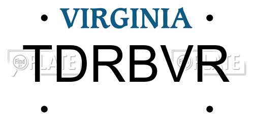 TDRBVR Virginia License Plate