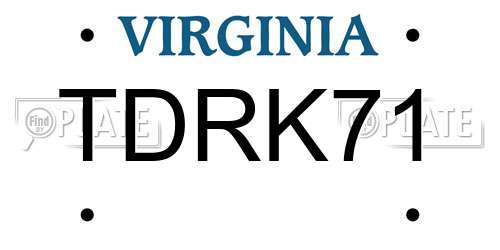 TDRK71 Virginia License Plate