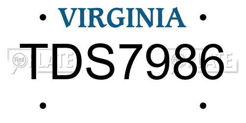 TDS7986 Virginia License Plate