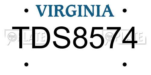 TDS8574 Virginia License Plate