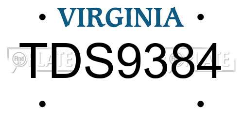 TDS9384 Virginia License Plate