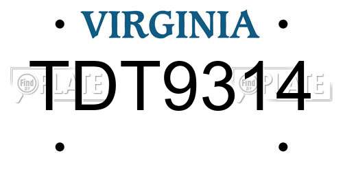 TDT9314 Virginia License Plate
