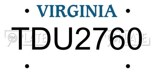 TDU2760 Virginia License Plate