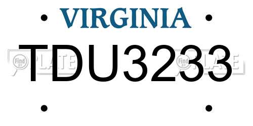 TDU3233 Virginia License Plate