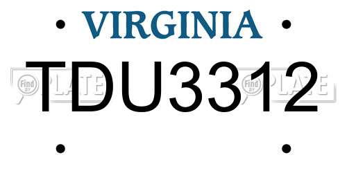 TDU3312 Virginia License Plate