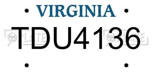 TDU4136 Virginia License Plate