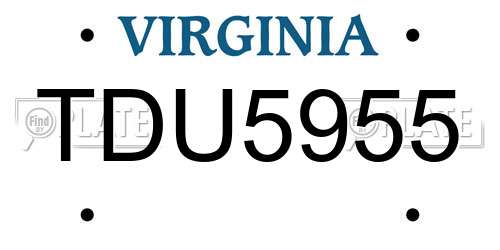 TDU5955 Virginia License Plate