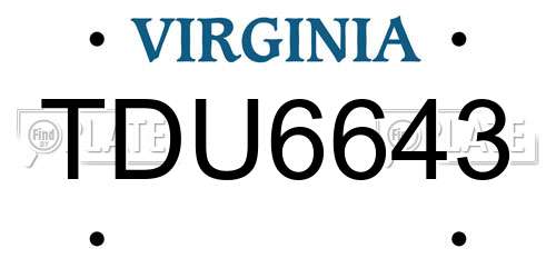 TDU6643 Virginia License Plate