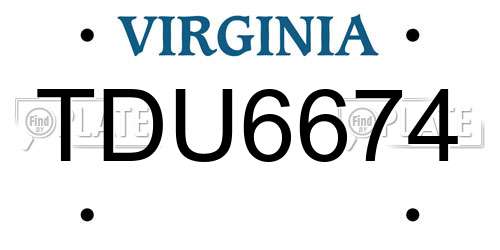 TDU6674 Virginia License Plate