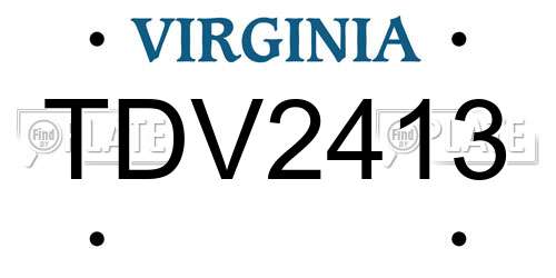 TDV2413 Virginia License Plate