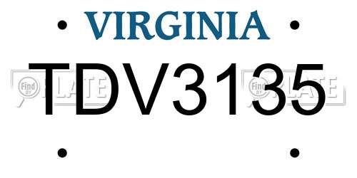 TDV3135 Virginia License Plate