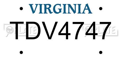 TDV4747 Virginia License Plate