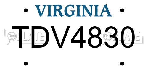 TDV4830 Virginia License Plate