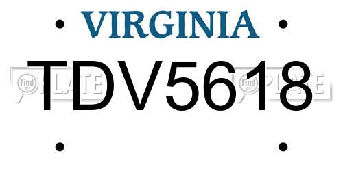 TDV5618 Virginia License Plate