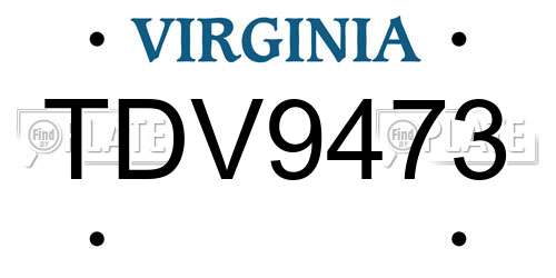 TDV9473 Virginia License Plate
