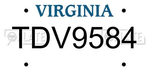 TDV9584 Virginia License Plate