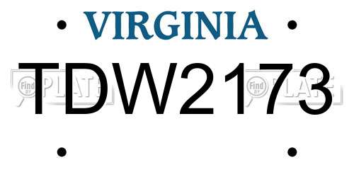 TDW2173 Virginia License Plate