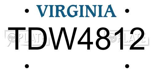 TDW4812 Virginia License Plate