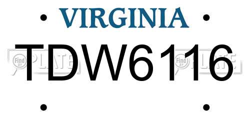 TDW6116 Virginia License Plate
