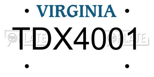 TDX4001 Virginia License Plate