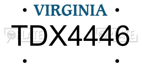 TDX4446 Virginia License Plate