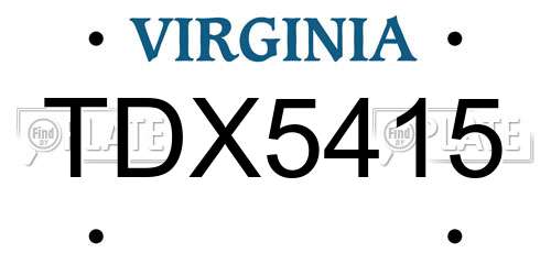 TDX5415 Virginia License Plate