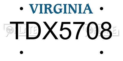 TDX5708 Virginia License Plate