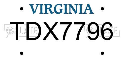 TDX7796 Virginia License Plate
