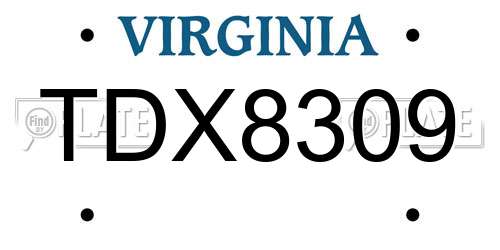 TDX8309 Virginia License Plate