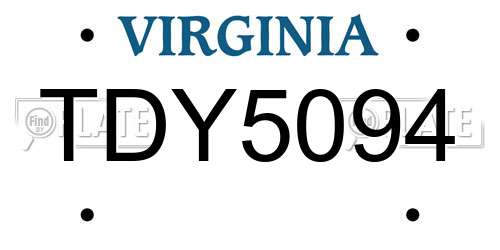 TDY5094 Virginia License Plate