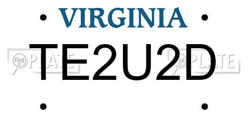 TE2U2D Virginia License Plate