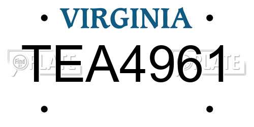TEA4961 Virginia License Plate