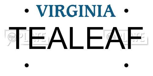 TEALEAF Virginia License Plate