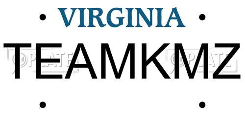 TEAMKMZ Virginia License Plate