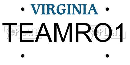 TEAMRO1 Virginia License Plate
