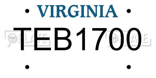 TEB1700 Virginia License Plate