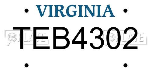 TEB4302 Virginia License Plate