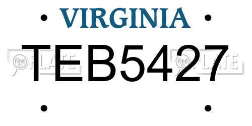 TEB5427 Virginia License Plate