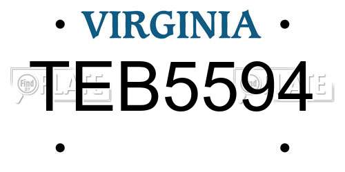 TEB5594 Virginia License Plate