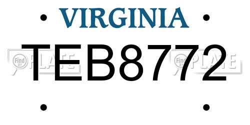 TEB8772 Virginia License Plate