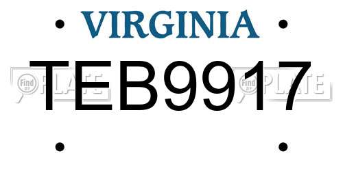 TEB9917 Virginia License Plate