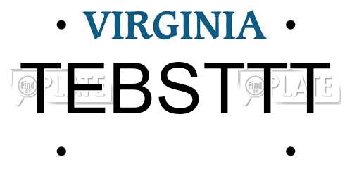 TEBSTTT Virginia License Plate